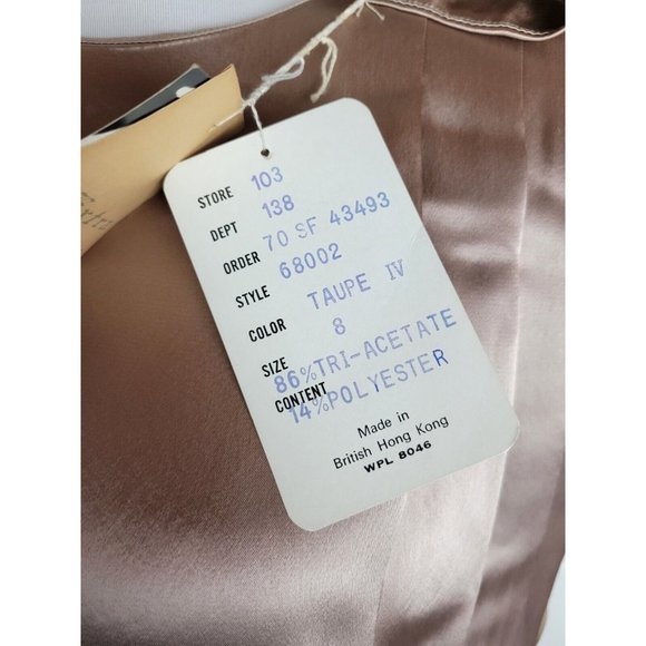 Vintage NWT Morgan Taylor Satin Champagne Taupe Open Back Jumpsuit Sz 8 - Picture 11 of 15